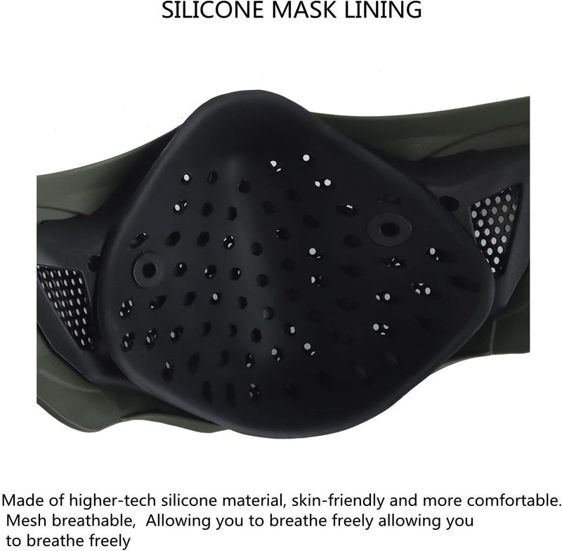 Hdlsina Airsoft Half Face Masks, Half Lower Steel Mesh Airsoft Protective Gear Breathable Silicone Lining Mesh Cover for Adult Men Women BBS Airsoft Shooting CS Survival Games - Image 4